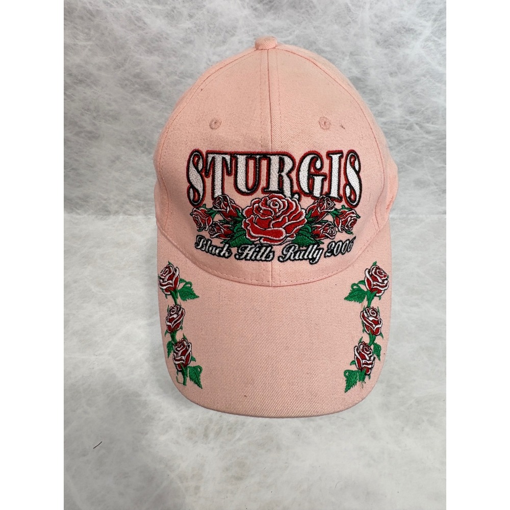 Hot Leathers Sturgis Black Hills Rally 2006‎ Hat Pink Rose Embroidered Biker Cap
